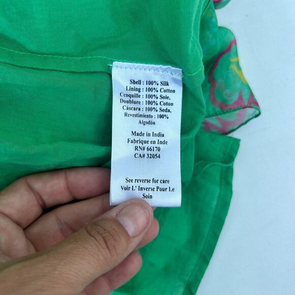 Hemant and Nandita Mintzita Green Silk Long Maxi Dress Backless Crochet 4 - Picture 14 of 15